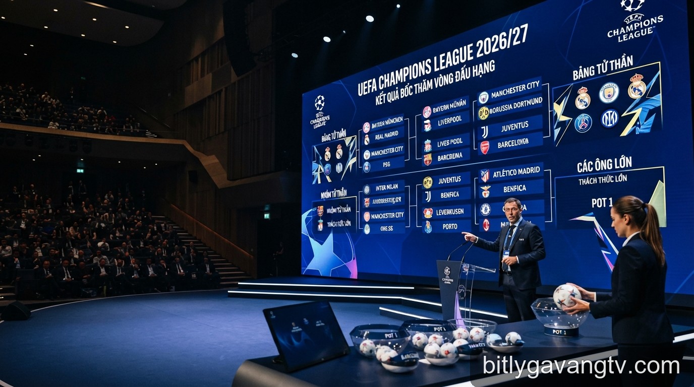 Kết quả bốc thăm Champions League 2026/27: Phân tích bảng đấu tử thần và cơ hội của các ông lớn